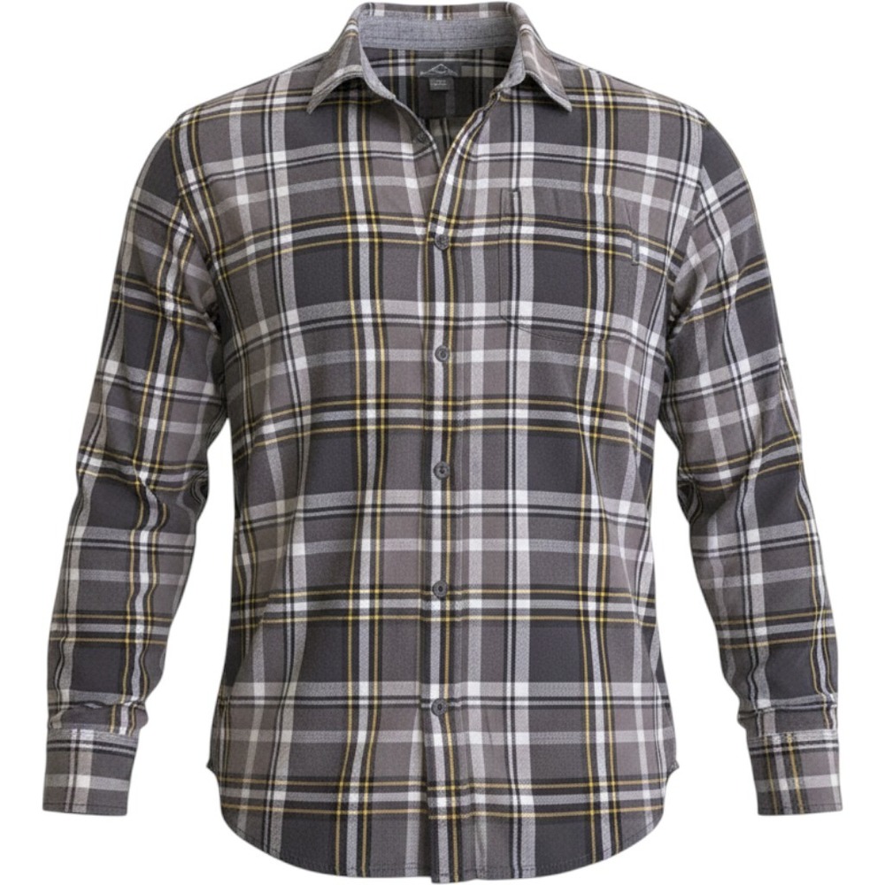 Eddie Bauer Womens XXL Grey Yellow Plaid Cotton Flannel Button Down Shirt 0893
